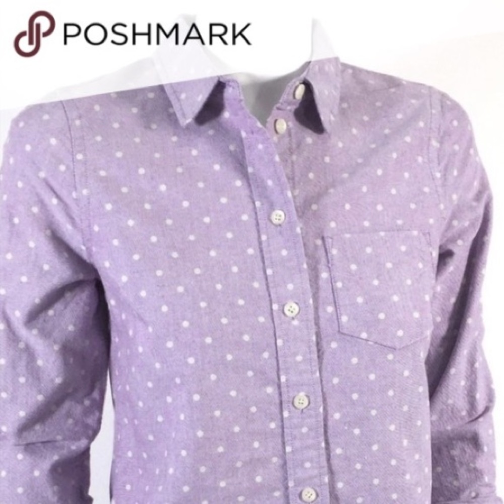 MADEWELL Purple White Polka Dot Button Down Shirt